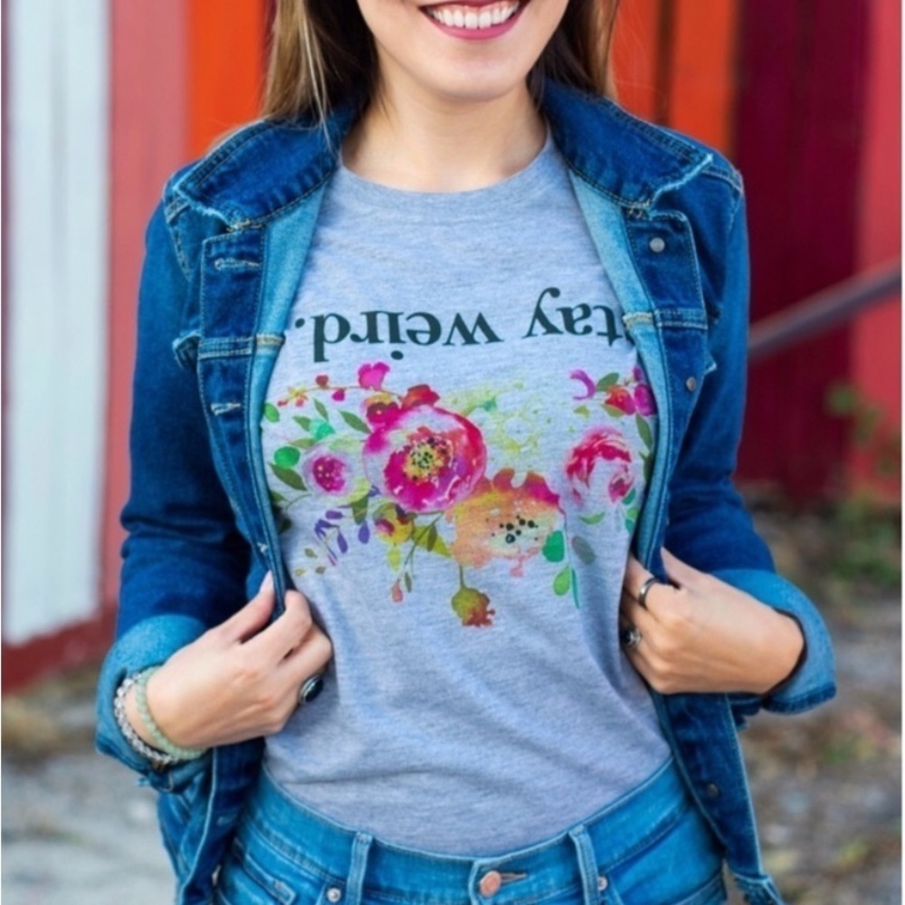 Stay Weird Boho Floral Graphic Tee